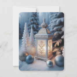Vacker frostad lykta för vintern  julkort