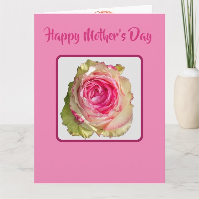 Vacker fullständig rosa ros mors dag kort (Framsida)