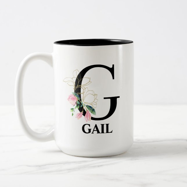 Vacker G-monogram initial Två-Tonad Mugg (Vänster)