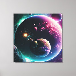 Vacker Galaxy Rymden Planets Milky Way Canvastryck