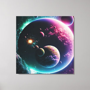 Vacker Galaxy Rymden Planets Milky Way Canvastryck