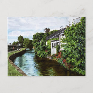 Vacker Galway Stad Irland Kanalutsikt Vykort
