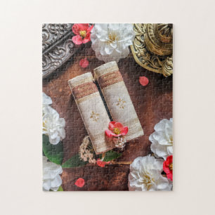Vacker gammal bokbibliotek & Kamelior Pussel