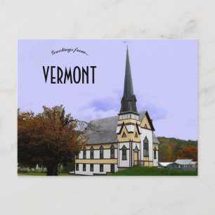 Vacker gammal kyrka i East Orange Vermont Vykort