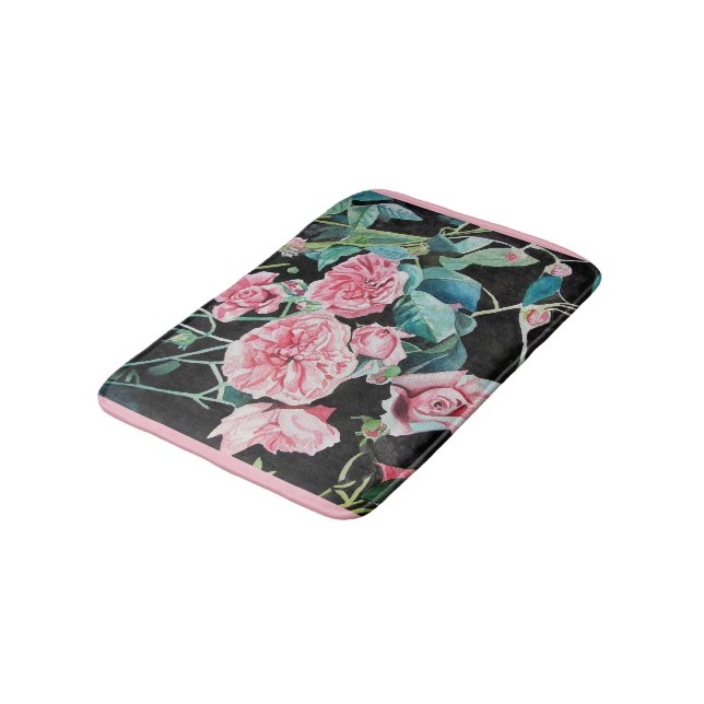 Vacker gammal Rosa ros Bath Mat Badrumsmatta (Vinklad)