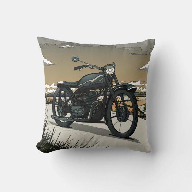 Vacker gammal veteranmotorcykel kudde (Framsida)