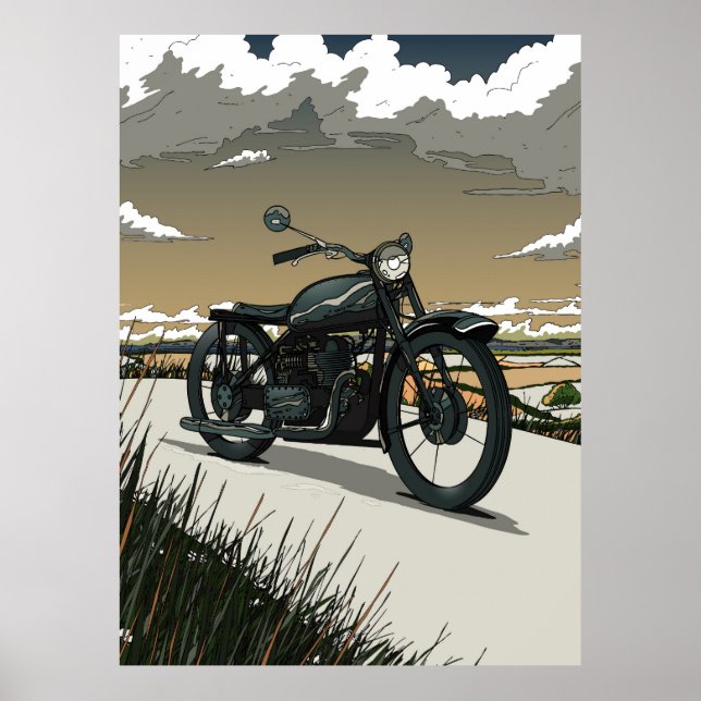 Vacker gammal veteranmotorcykel poster (Framsidan)
