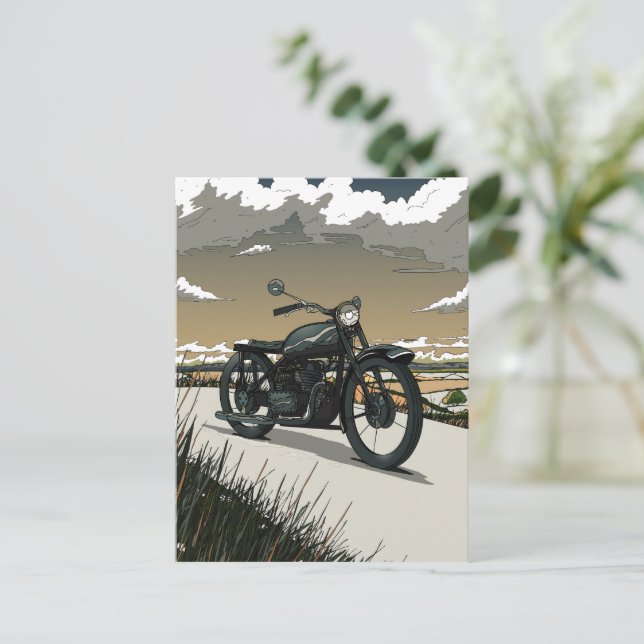 Vacker gammal veteranmotorcykel vykort (Stående Fram)