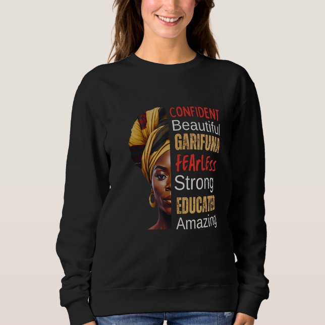 Vacker Garifuna Woman - Fearless, Strong, Educa T Shirt (Framsida)