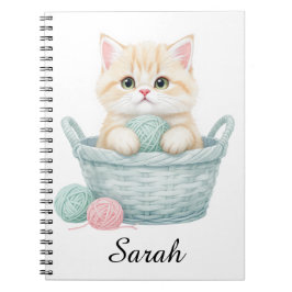 Vacker Garn Katt Spiral Fotoblock Anteckningsbok