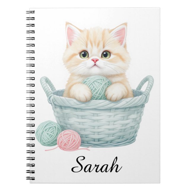 Vacker Garn Katt Spiral Fotoblock Anteckningsbok (Framsidan)