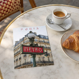 Vacker gata Metro skylt Paris Stad Närbild Vykort