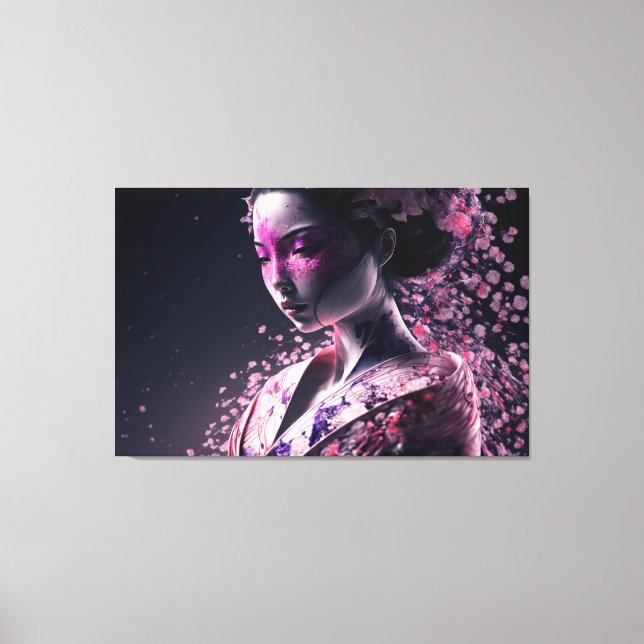 vacker geisha med sakura canvastryck (Framsida)