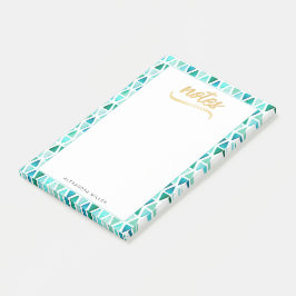 Vacker Gemstone Gräns Guld Faux Foil Namn Post-it Block