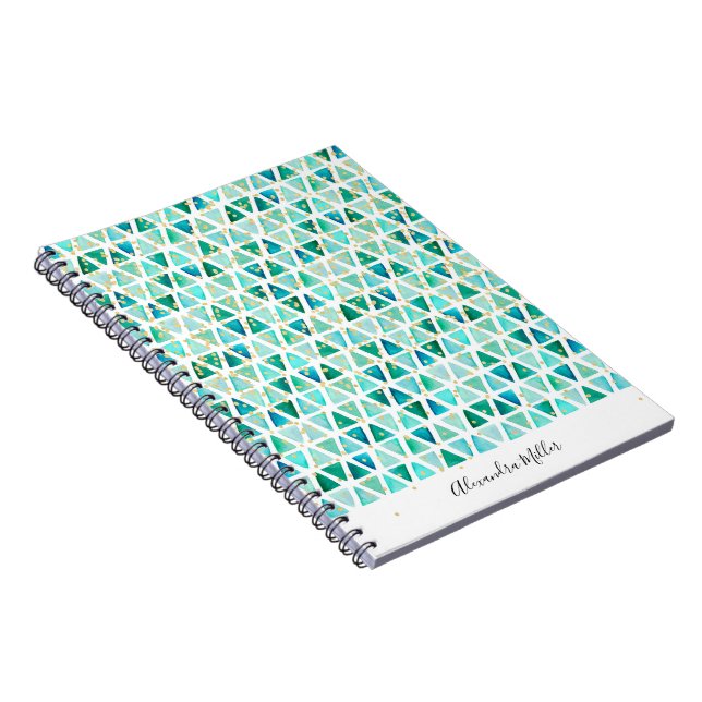 Vacker Gemstone Guld Faux Foil Confetti Namn Anteckningsbok (Högra Sidan)