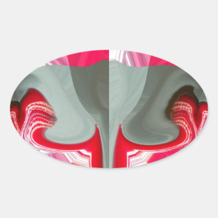 vacker geometrisk motif ART-design för Red ash grå Ovalt Klistermärke