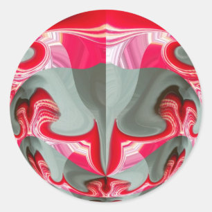 vacker geometrisk motif ART-design för Red ash grå Runt Klistermärke