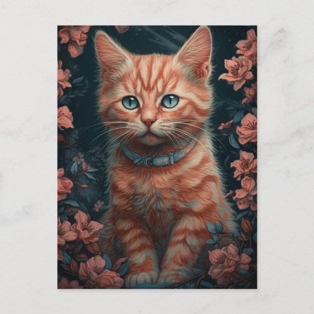 Vacker Gingerkattunge Vykort (Framsida)