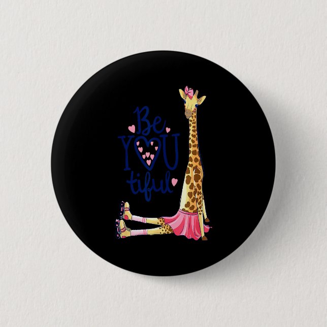 Vacker Giraff _ Inspirera Att Vara Du Giraff Djur  Knapp (Framsida)