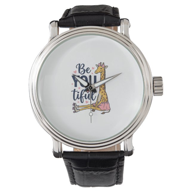 Vacker Giraff Rullskridsko Vintage T-Shirt De Armbandsur (Framsida)