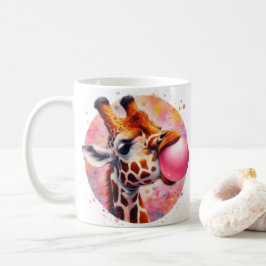 vacker giraffe-blåsande bubblegum kaffemugg