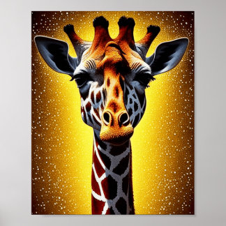 Vacker Giraffe med Guld Glitter Poster