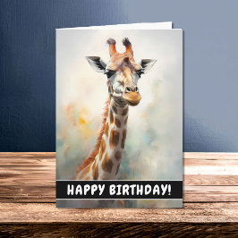 Vacker Giraffe Porträtt-födelsedagskort Kort
