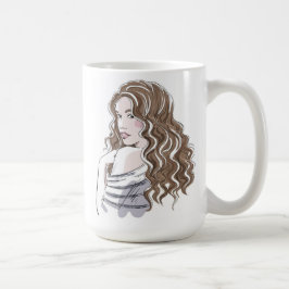 Vacker Girl Sketch Kaffemugg