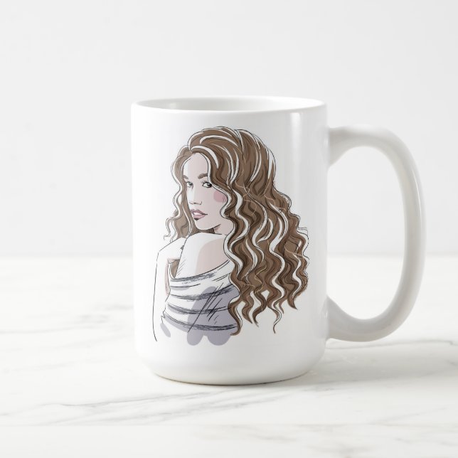 Vacker Girl Sketch Kaffemugg (Höger)