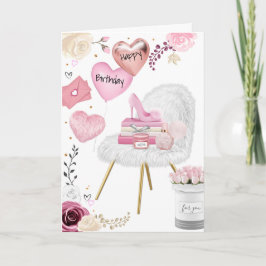 Vacker Girly Grattis på födelsedagen Helgdag Card Helgkort