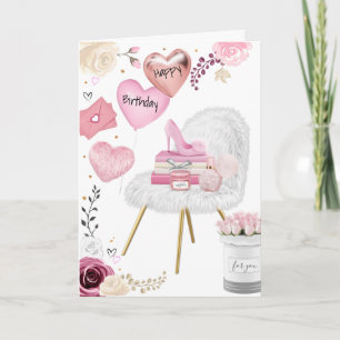 Vacker Girly Grattis på födelsedagen Helgdag Card Helgkort