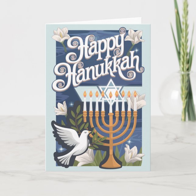 Vacker Glad Hanukkah Helgkort (Framsida)