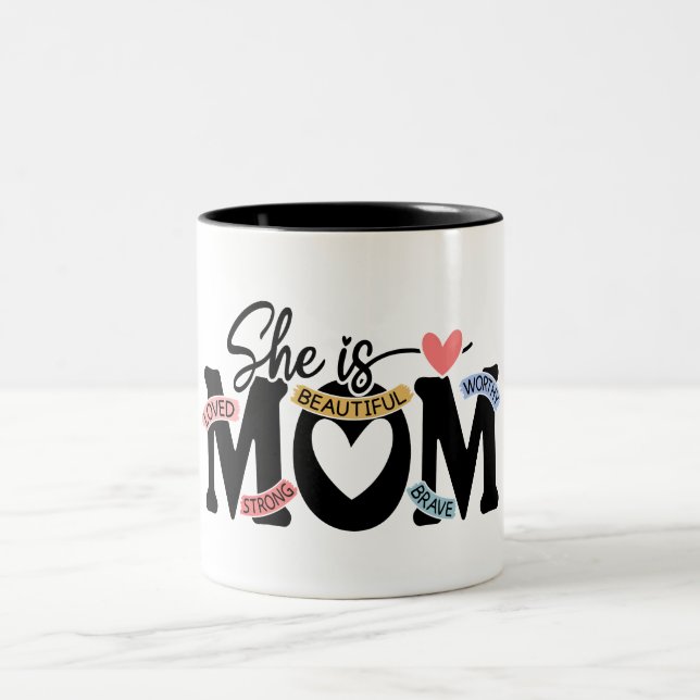 Vacker Glad mors dag Mamma Två-Tonad Mugg (Center)