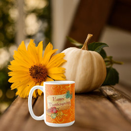 Vacker Glad Thanksgiving-mugg med pumpadesign Kaffemugg