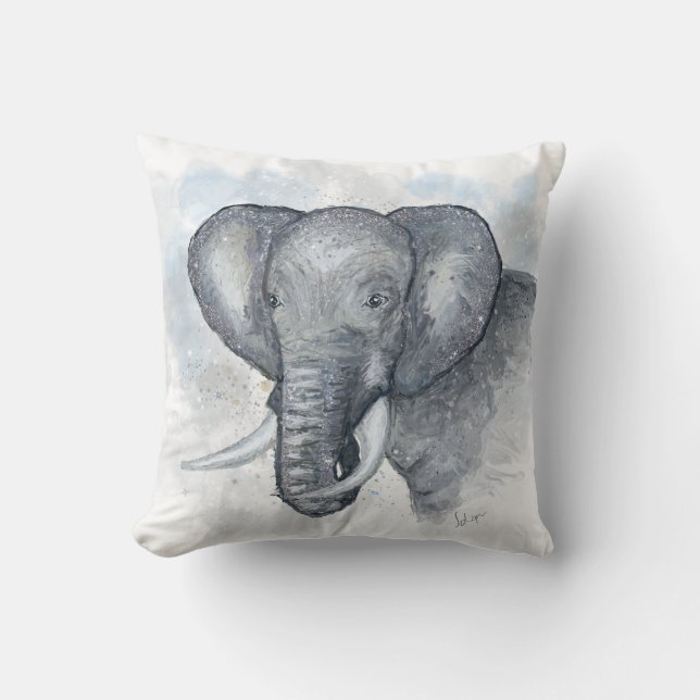 Vacker glitterig silver elefant kudde (Framsida)