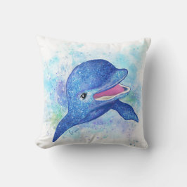 Vacker glittrig blå delfin kudde