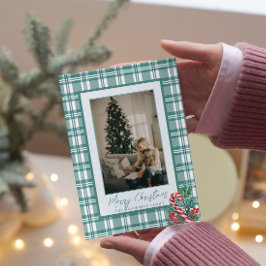 Vacker godisstav | Grön karotröja | Julfotografi Julkort