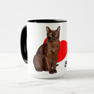 Vacker Golden Burmese Cat Moggy Heart Kärlek Mugg