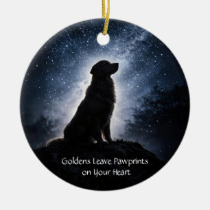 Vacker Golden Retriever Stjärnhimmel Semester Julgransprydnad Keramik