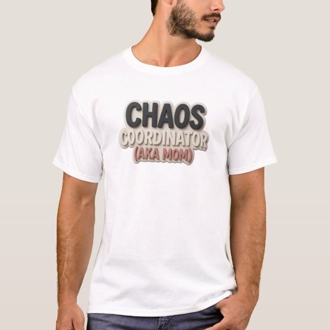 Vacker grå KAOS KOORDINATOR MAMMA Konstverk T Shirt (Framsida)