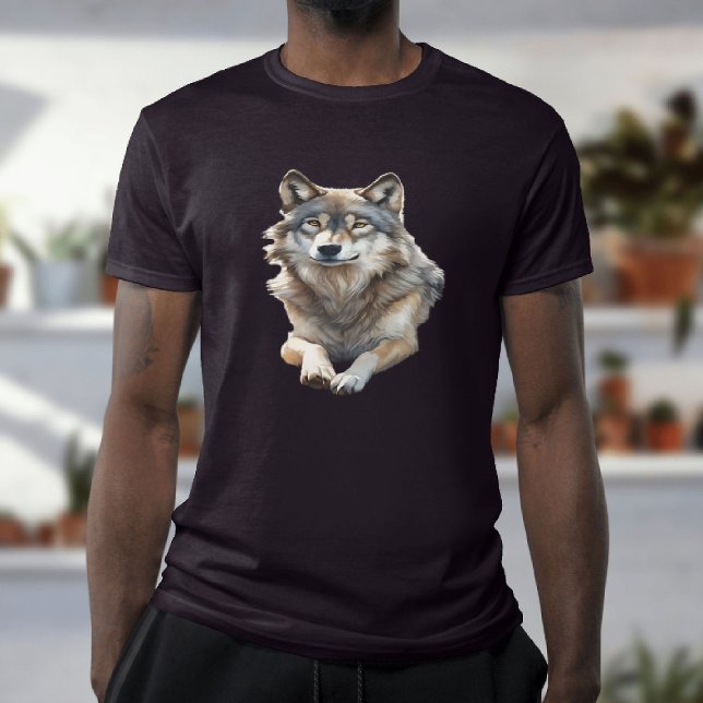 Vacker grå varg som vilar  t shirt (Skapare uppladdad)