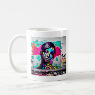 Vacker Graffiti Art Kvinna på Kaffemugg