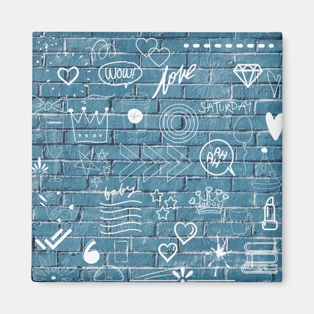 Vacker Graffiti Art på Wall Grönt Calligraphy Magnet (Framsidan)