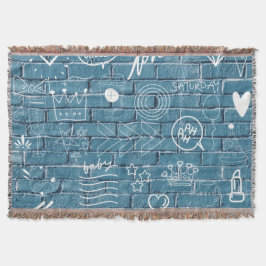 Vacker Graffiti på Wall Grönt Calligraphy Filt