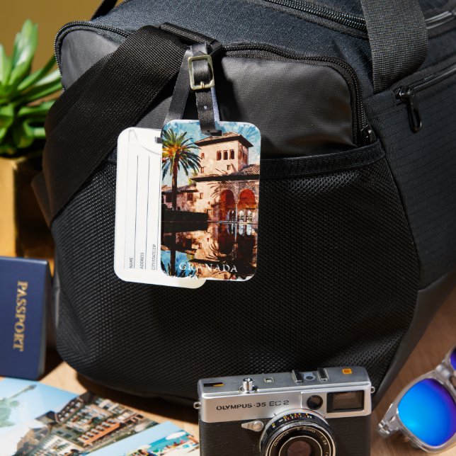 Vacker Granada Spanien Alahmbra Travel Bagagebricka (Framsida & Baksida)