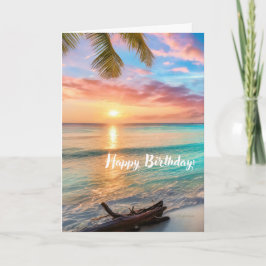 Vacker Grattis på födelsedagen, Ocean View Sunset Kort