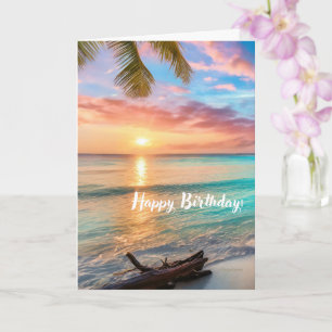 Vacker Grattis på födelsedagen, Ocean View Sunset Kort