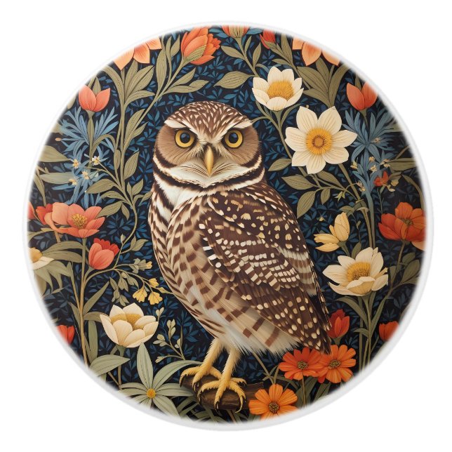 Vacker Grävande Ugglan William Morris Inspirerad Knopp (Framsidan)
