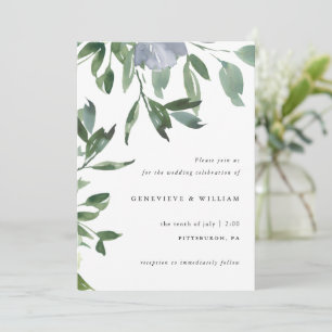 Vacker Greenery och Dusty Blue Blommigt Bröllop