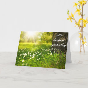 Vacker grön dal med vita blommor Sympati Kort